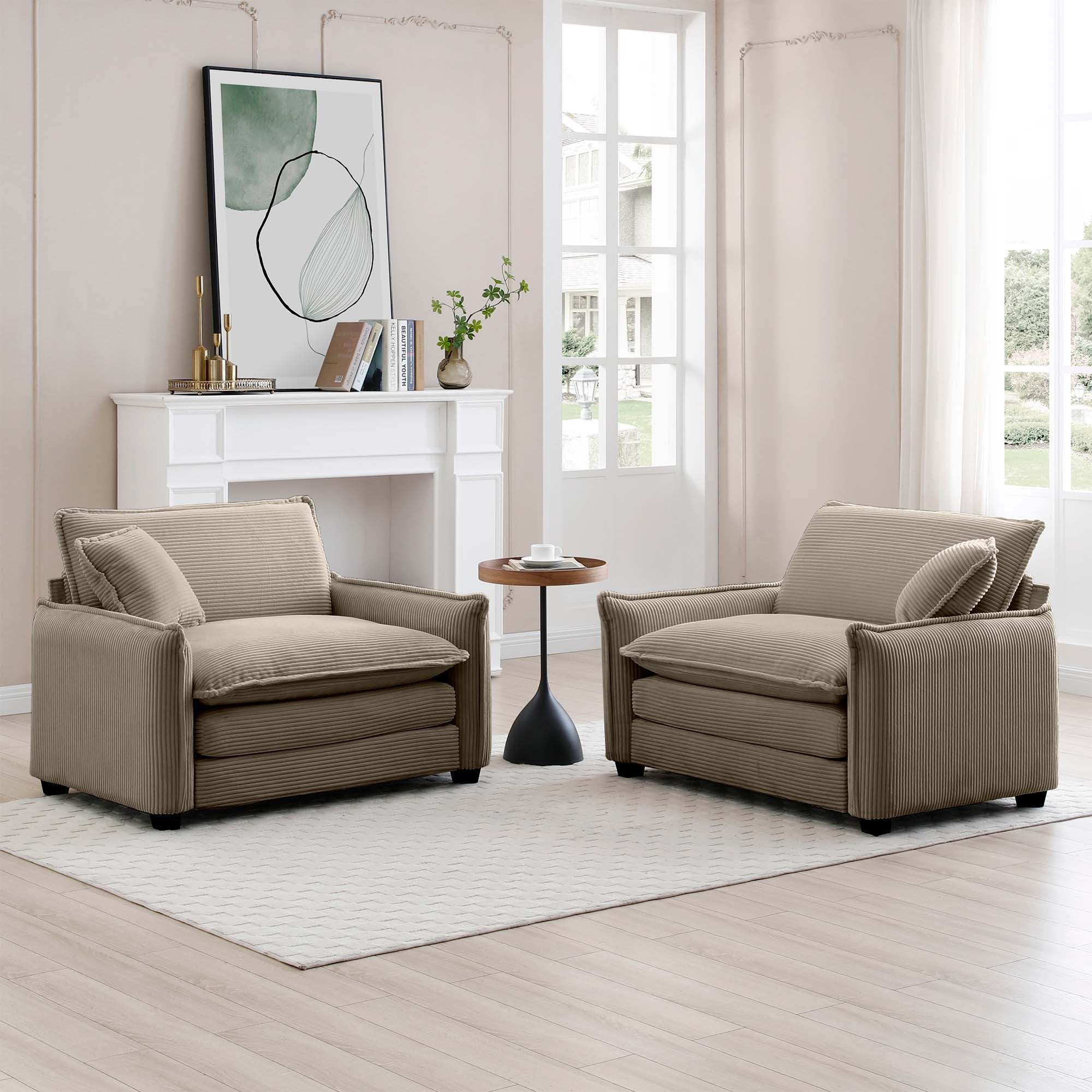 Walker Edison | Corduroy Cloud Deep Seated Accent Sofa Chairs