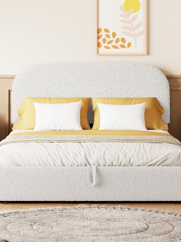 Walker Edison | Teddy Full Size Upholstered Platform Bed with Hydraulic Storage
