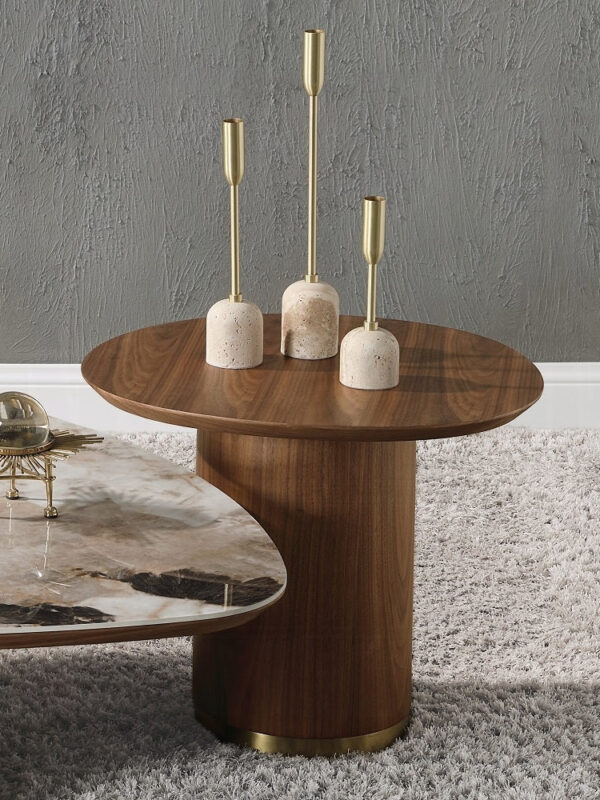 Walker Edison | Walnut End Table with Pedestal