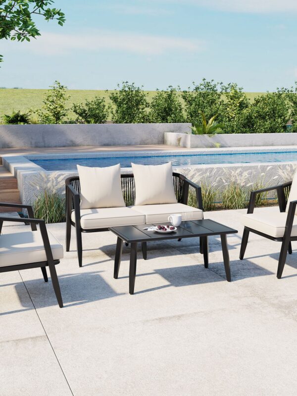 Metal Curve Design Outdoor Patio Furniture Set