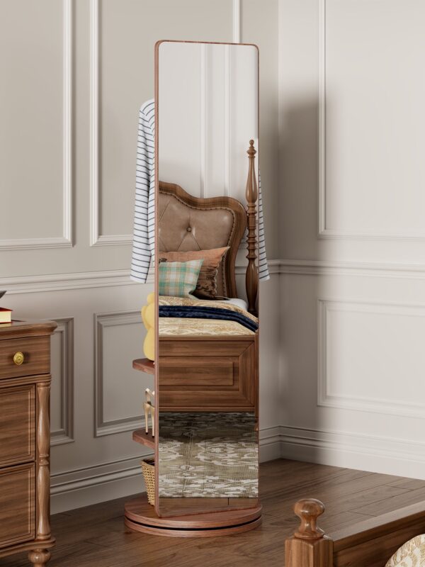 Walker Edison | 360° Rotating 66'x14' Multifunctional Full Length Mirror with Storage