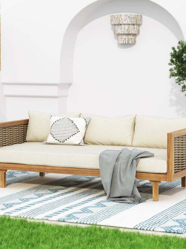 Walker Edison | Outdoor Teak Wood Daybed Sofa