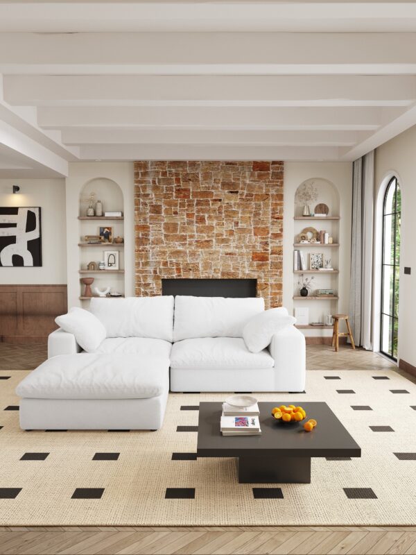 Walker Edison | Cloud Down Filled Comfort Modular Sectional Sofa Couch with Storage Ottoman
