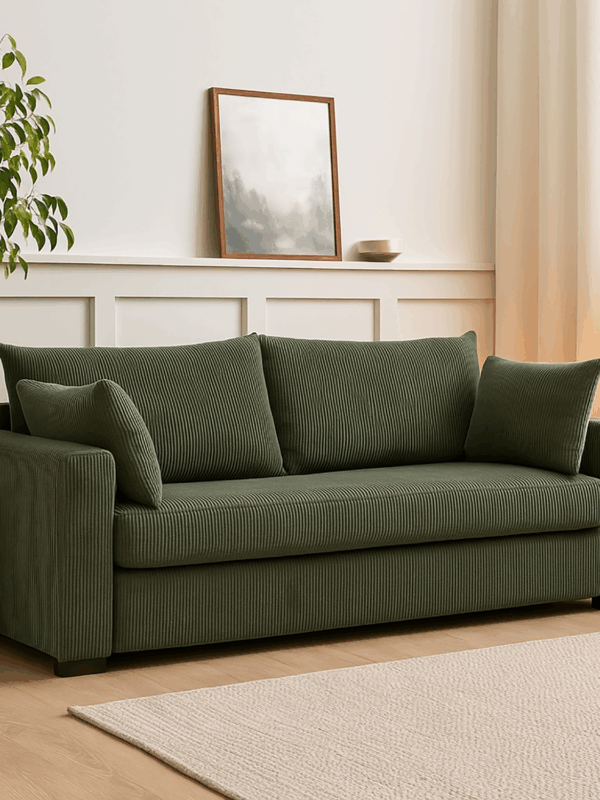 Walker Edison | Coastal Green Corduroy Loveseat Cloud Sofa