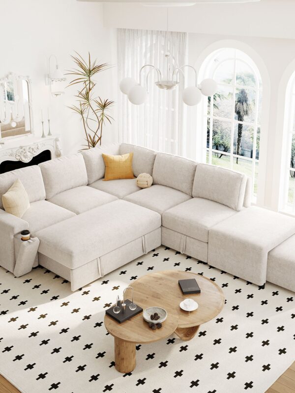 Walker Edison | L-Shaped Modular Sectional Sofa with Storage and USB Ports