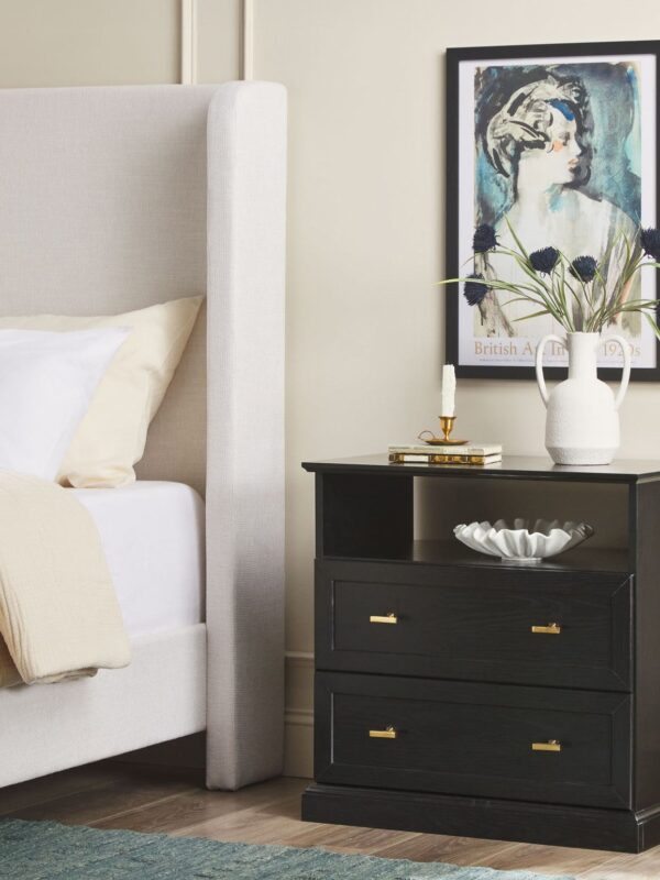 Clyde Modern Farmhouse Easy Assembly 2-Drawer Nightstand Side Table