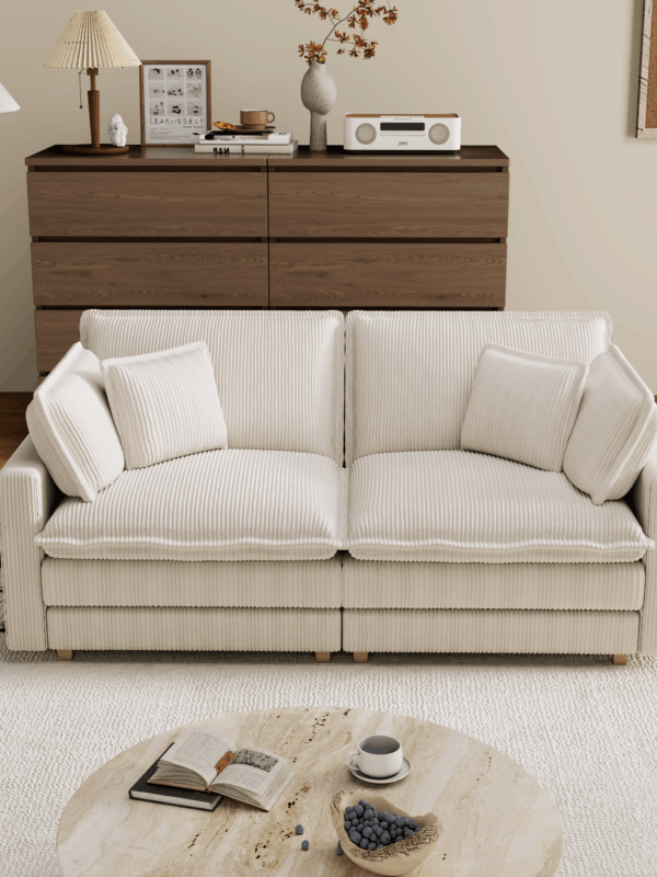 Walker Edison | Deep Seat Loveseat Sofa with Pillows