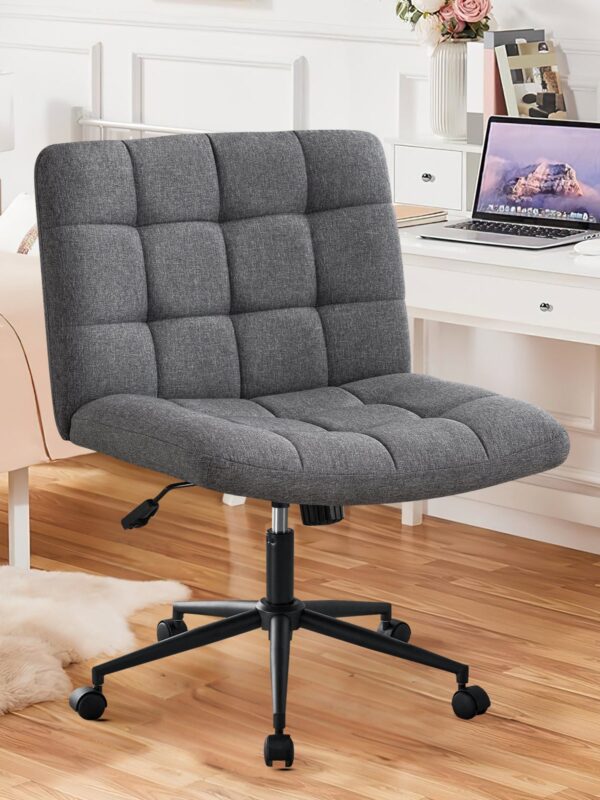 Walker Edison | Viral Wide Seat Linen Office Desk Chair with Wheels