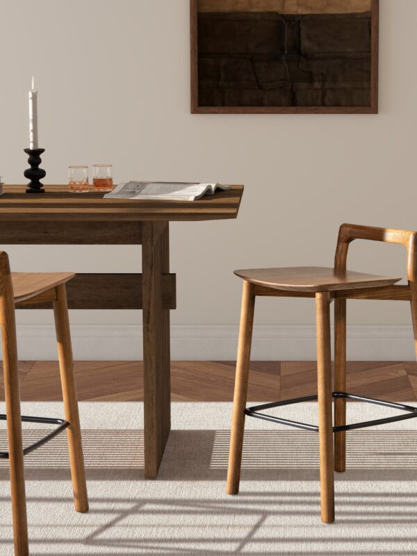 Sven 26.5' Modern Minimalist Low Back Wood Counter Stool