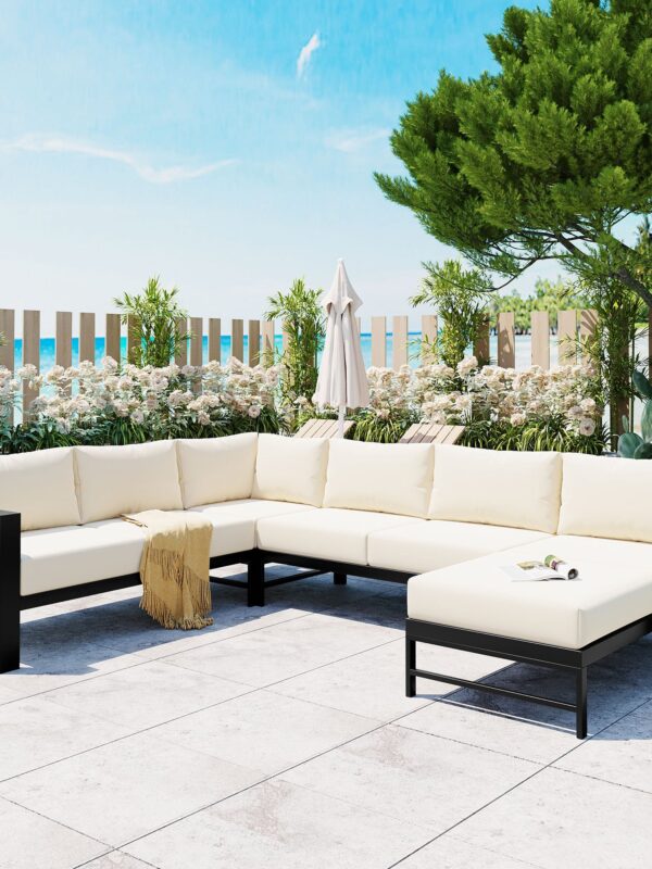 Walker Edison | Outdoor U-Shaped Sectional Sofa Set