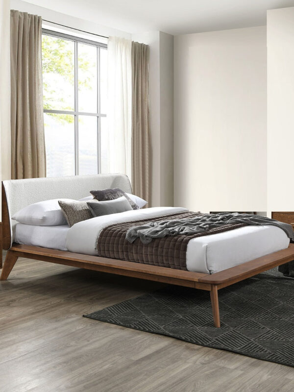Walker Edison | Mid-Century Modern Winged Edge Headboard King Size Bedframe