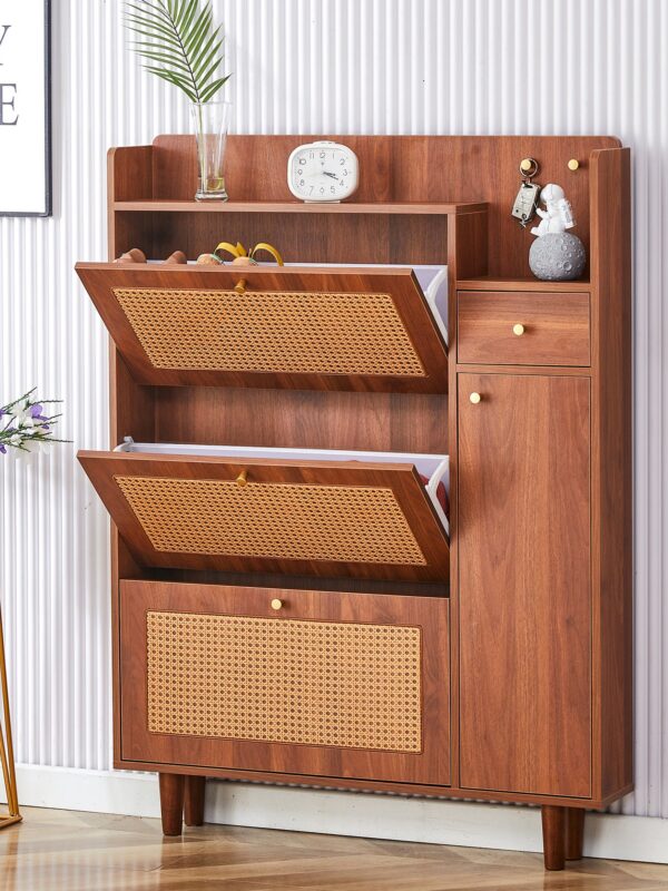 Walker Edison | Rattan Modern Minimalist Entryway Storage Cabinet