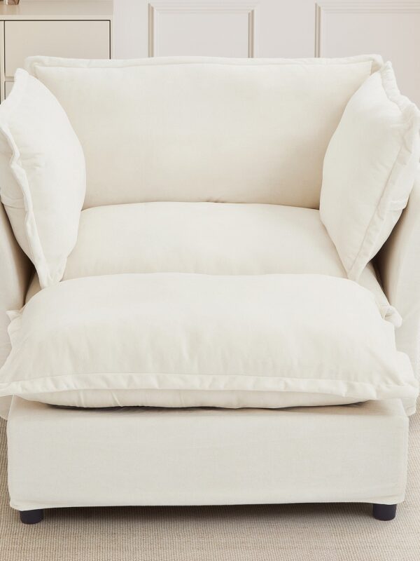 Walker Edison | Cozy Modern Chenille Armchair with Ottoman