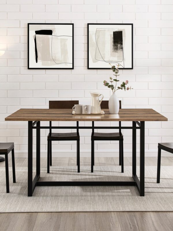 60" Contemporary Wood and Metal Dining Table
